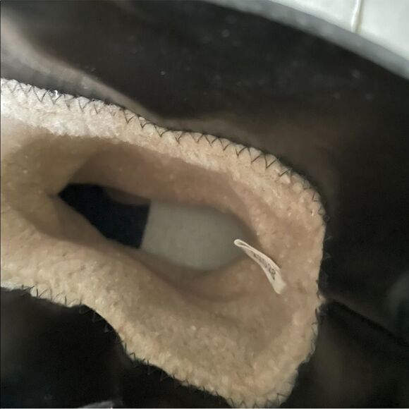 Leather Mid-Calf Sherpa Lined Heeled Boots Buckle Winter Black 10 - Picture 14 of 14